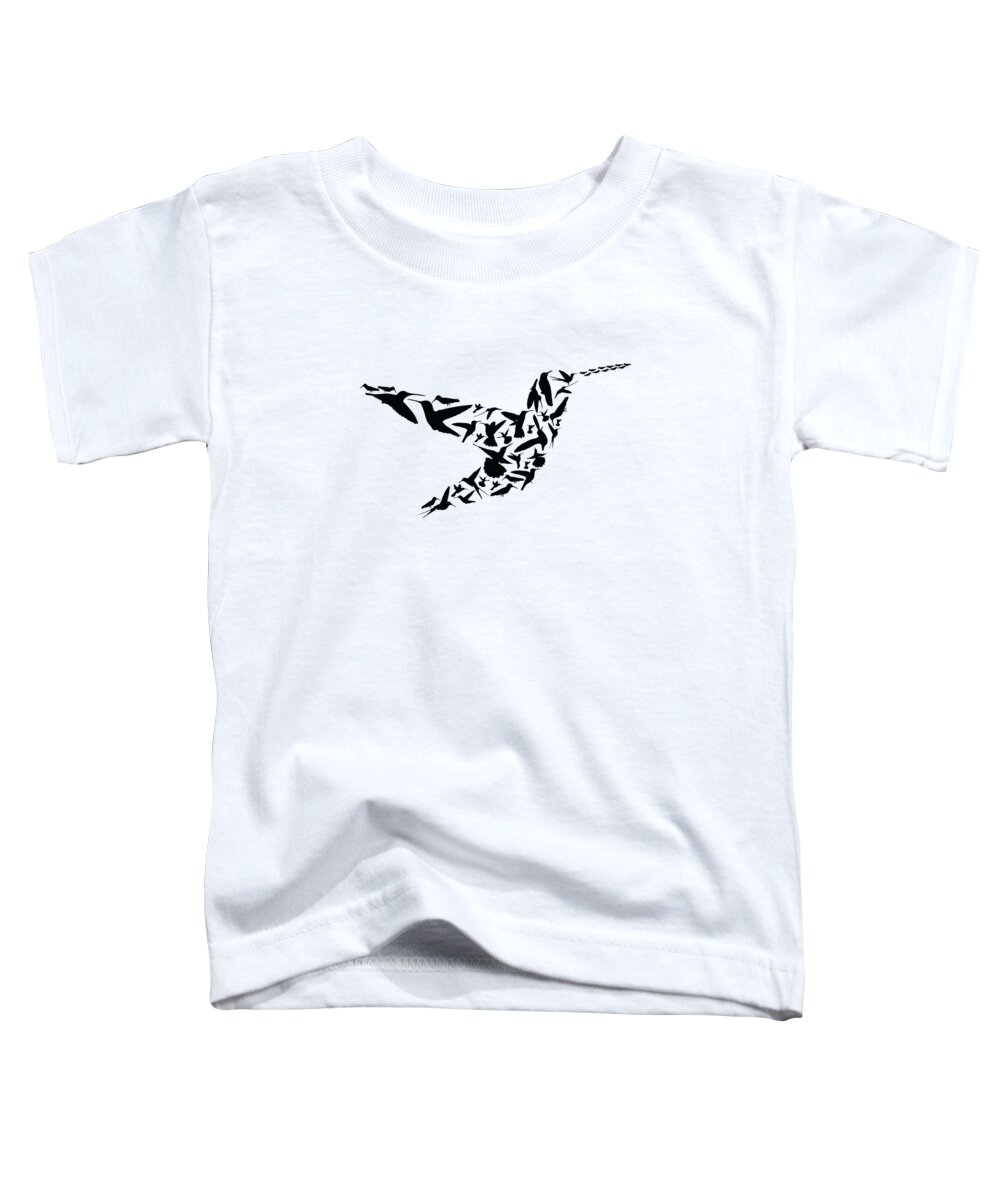Hummingbird Toddler T-Shirt featuring the digital art Humming Bird Forrest Wildlife Animal Humming Birds Silhouette by Toms Tee Store