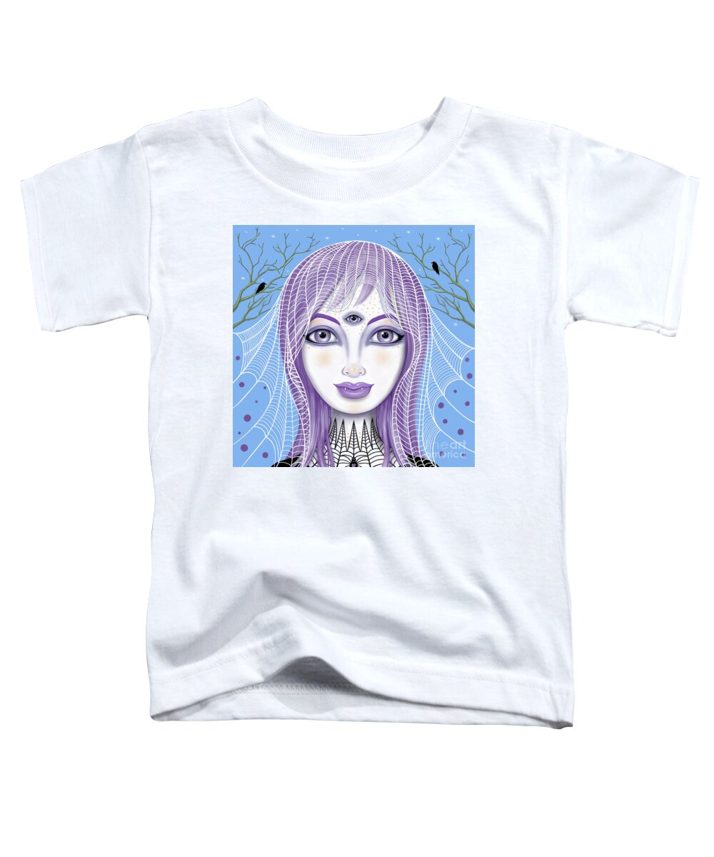 Fantasy Toddler T-Shirt featuring the digital art Insect Girl, Spiderella - Sq.Blue by Valerie White