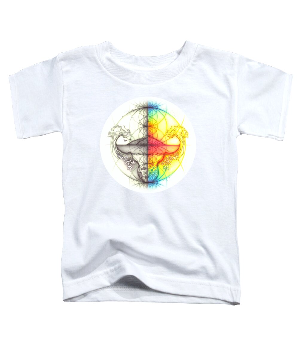 Earth Toddler T-Shirt featuring the drawing Intuitive Geometry Spectrum Earth Theme by Nathalie Strassburg
