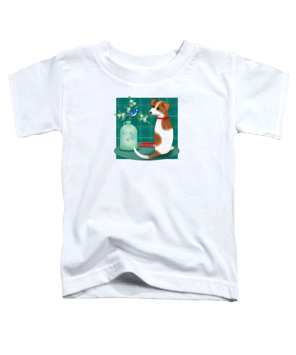 Dog Toddler T-Shirt featuring the digital art J is for Jack Russell Terrier by Valerie Drake Lesiak