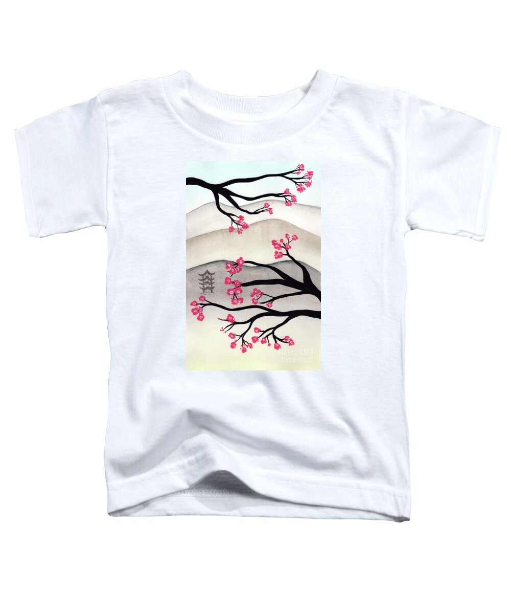 Japan Toddler T-Shirt featuring the painting Japanese Cherry Blossoms by Donna Mibus