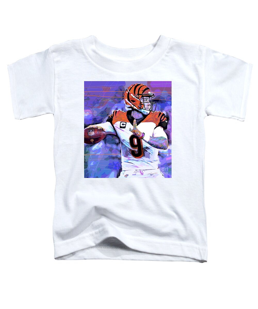 Football Toddler T-Shirt featuring the painting Joe Burrow Qb Bengals by David Lloyd Glover