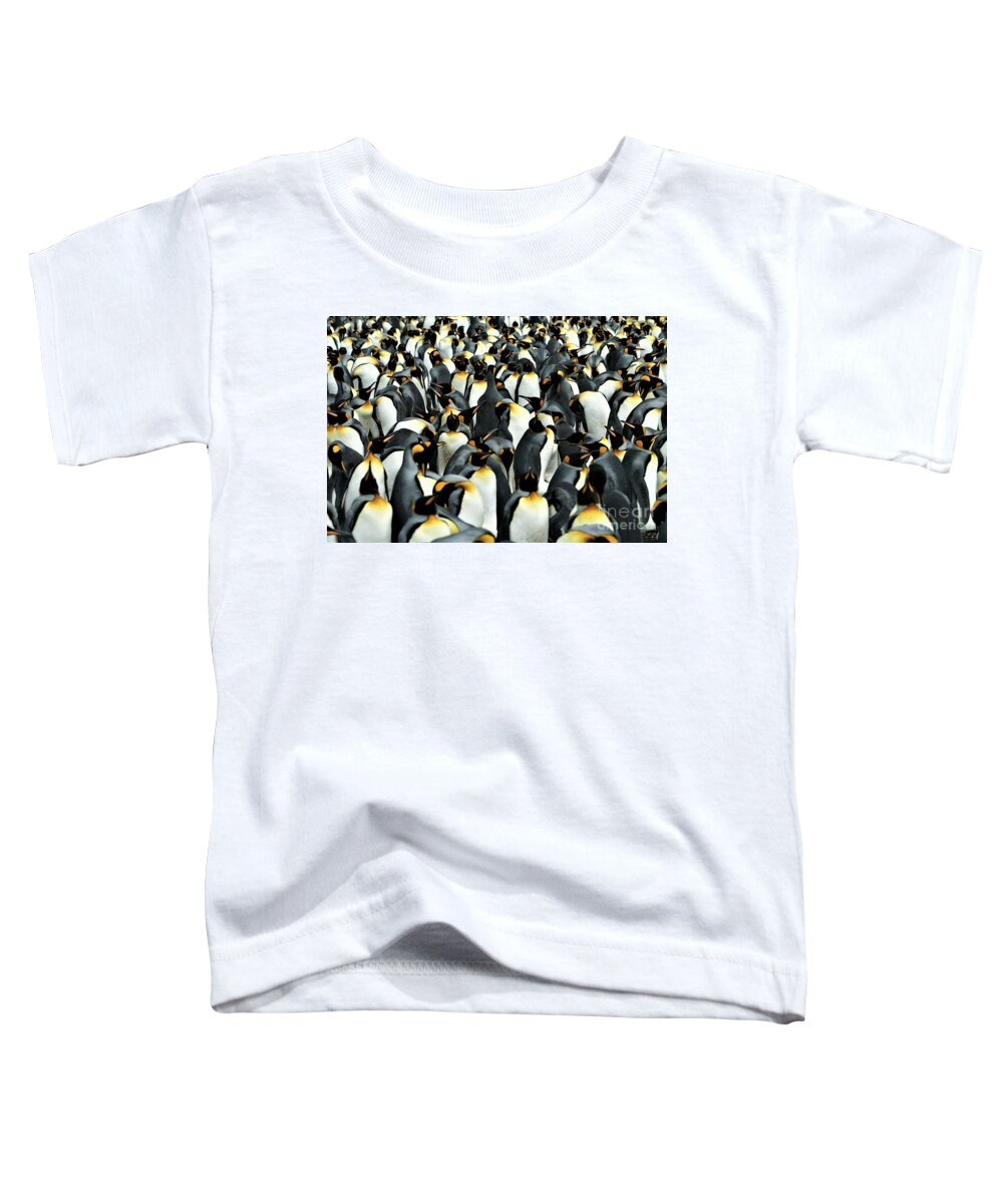 Penguins Toddler T-Shirt featuring the photograph Kings of the Falklands by Darcy Dietrich