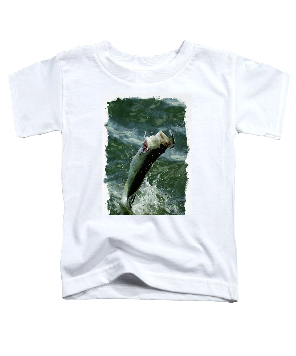 Jumping Toddler T-Shirt featuring the digital art Largemouth trying to get away by Chauncy Holmes