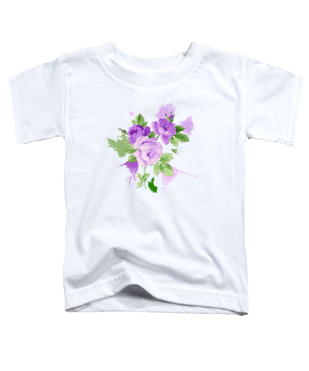 Lilac Toddler T-Shirt featuring the digital art Lilac Rose watercolour by Terri Waters
