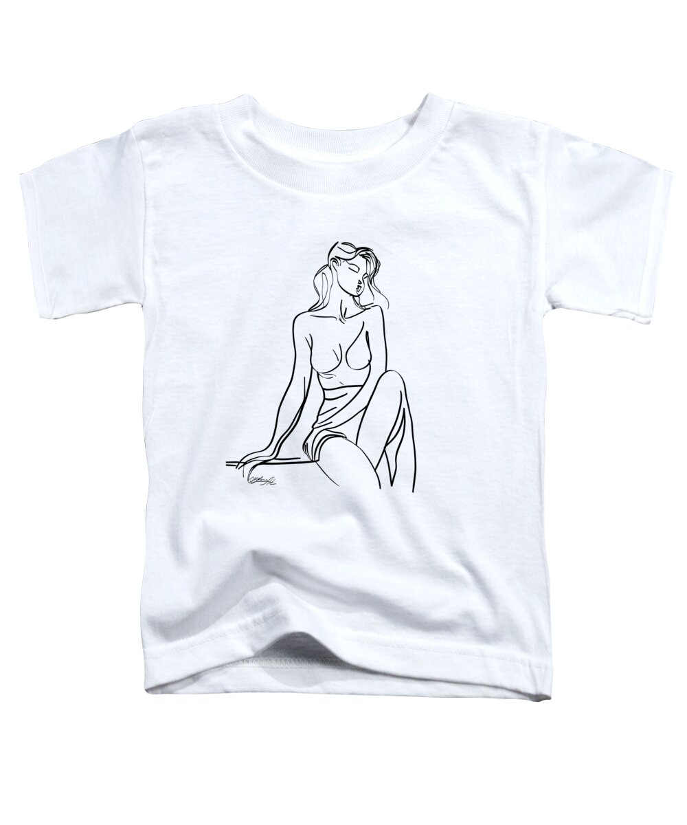 Sketch Toddler T-Shirt featuring the painting One line Drawing of a Female Figure, Minimalist Art, Graphic Design by Lena Owens - OLena Art Vibrant Palette Knife and Graphic Design