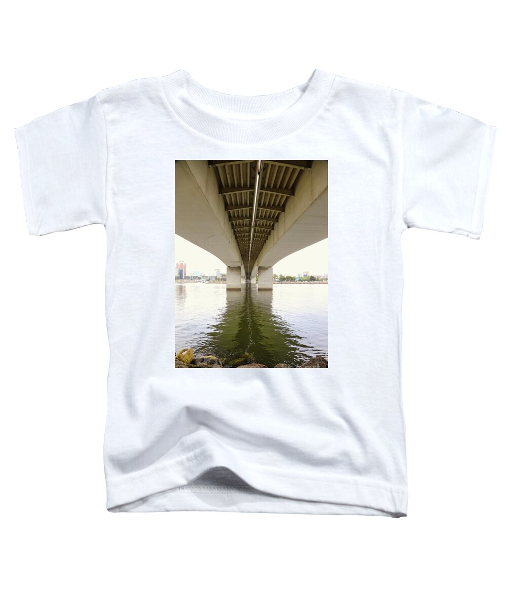 Long Beach Toddler T-Shirt featuring the photograph Long Beach under the Bridge California by Chuck Kuhn