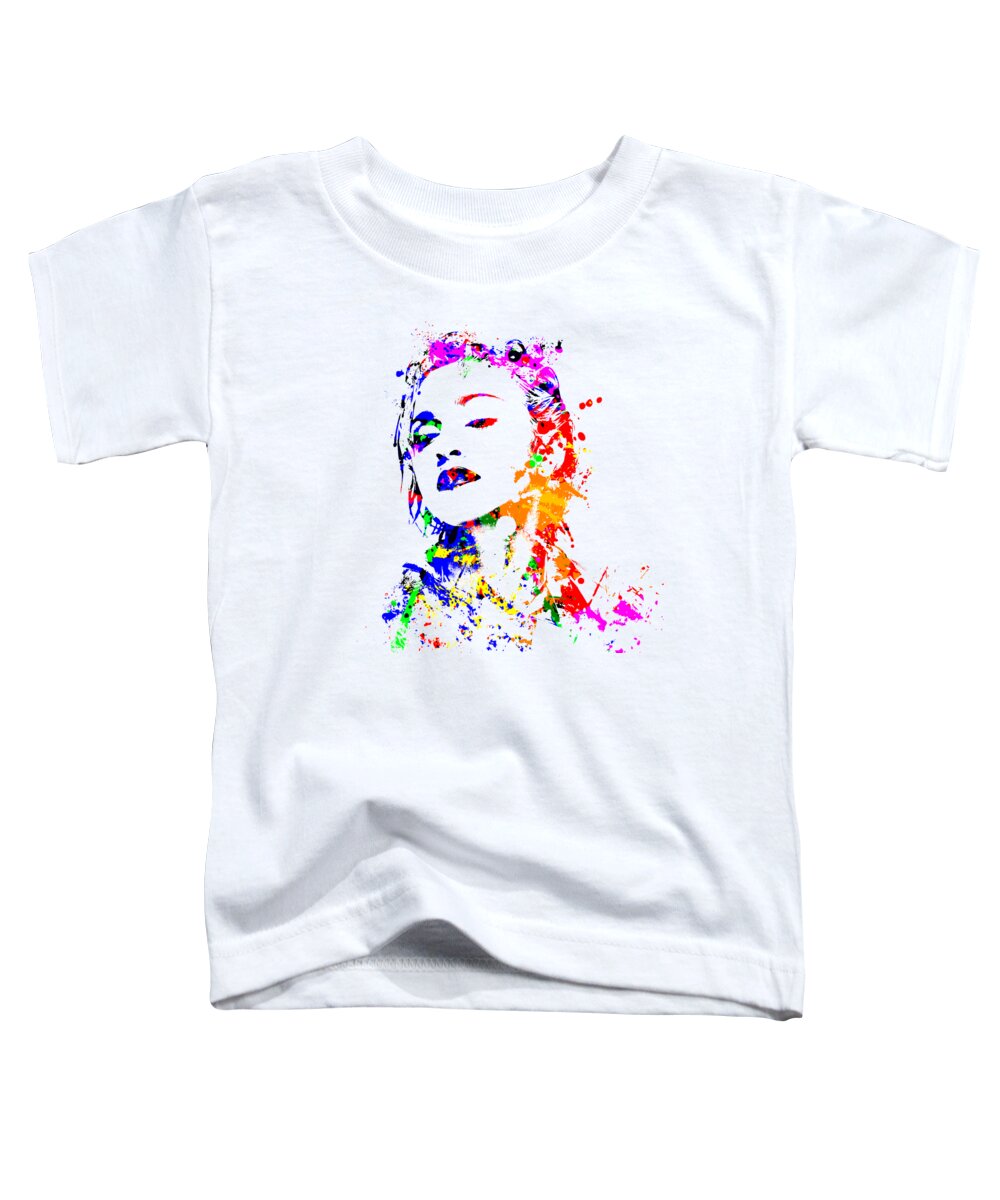 Madonna Toddler T-Shirt featuring the painting Madonna Portrait Watercolor Splatter by SP JE Art