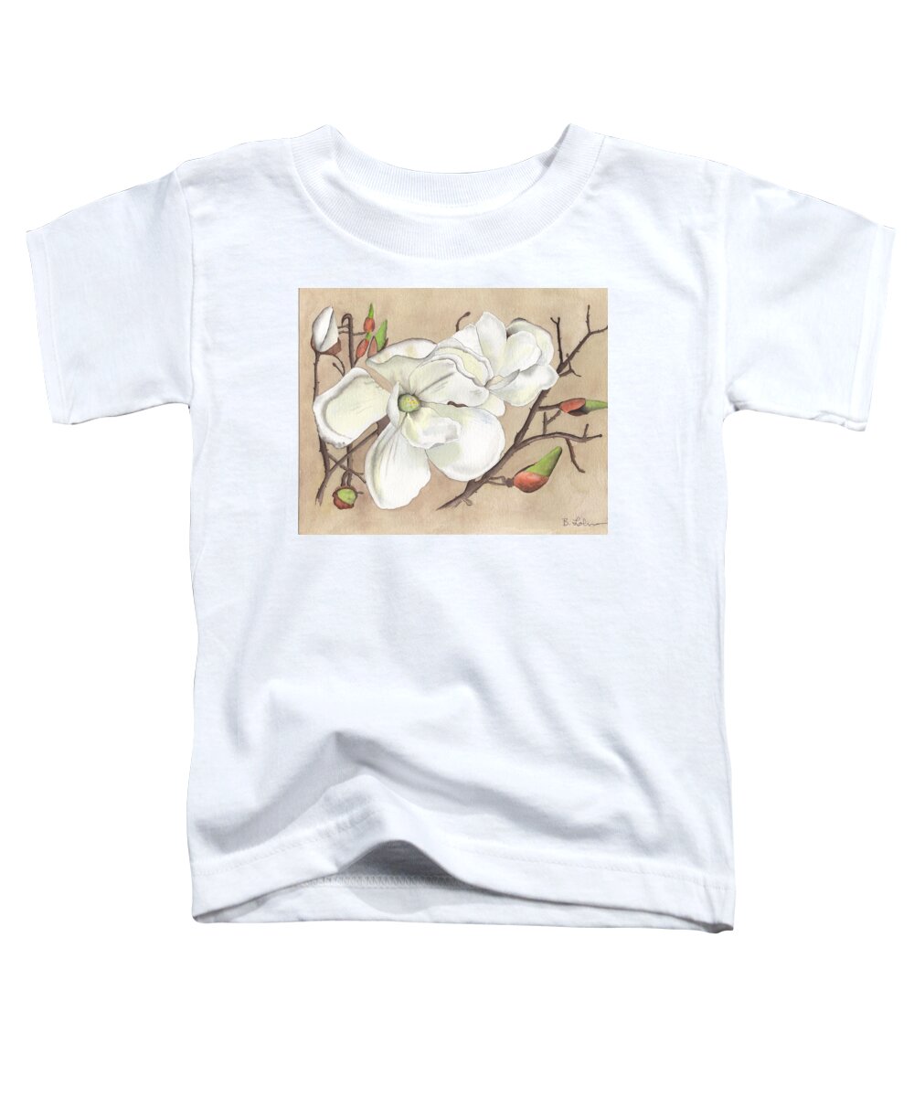 Magnolia Toddler T-Shirt featuring the painting Magnolias by Bob Labno