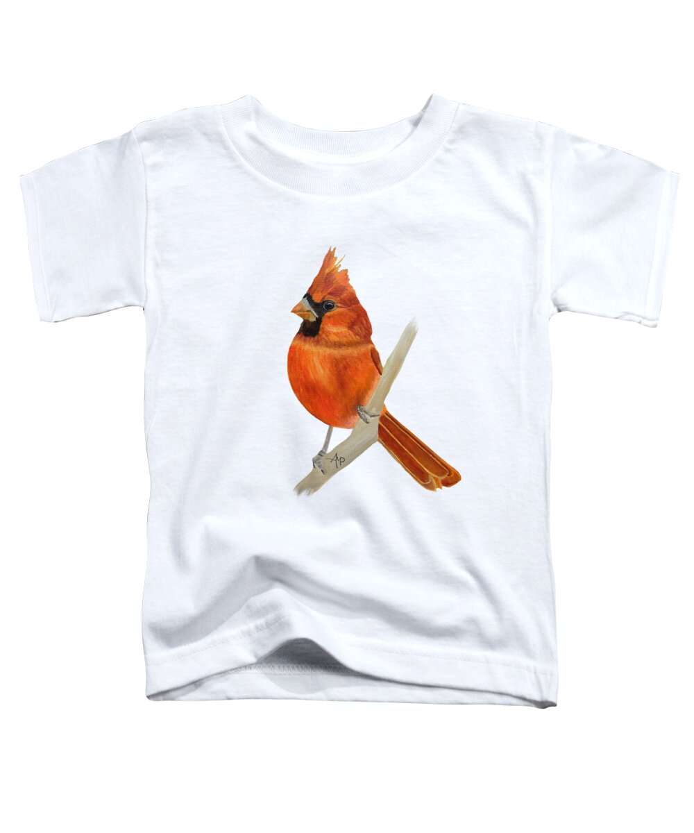 Cardinal Toddler T-Shirt featuring the painting Male Northern Cardinal by Angeles M Pomata