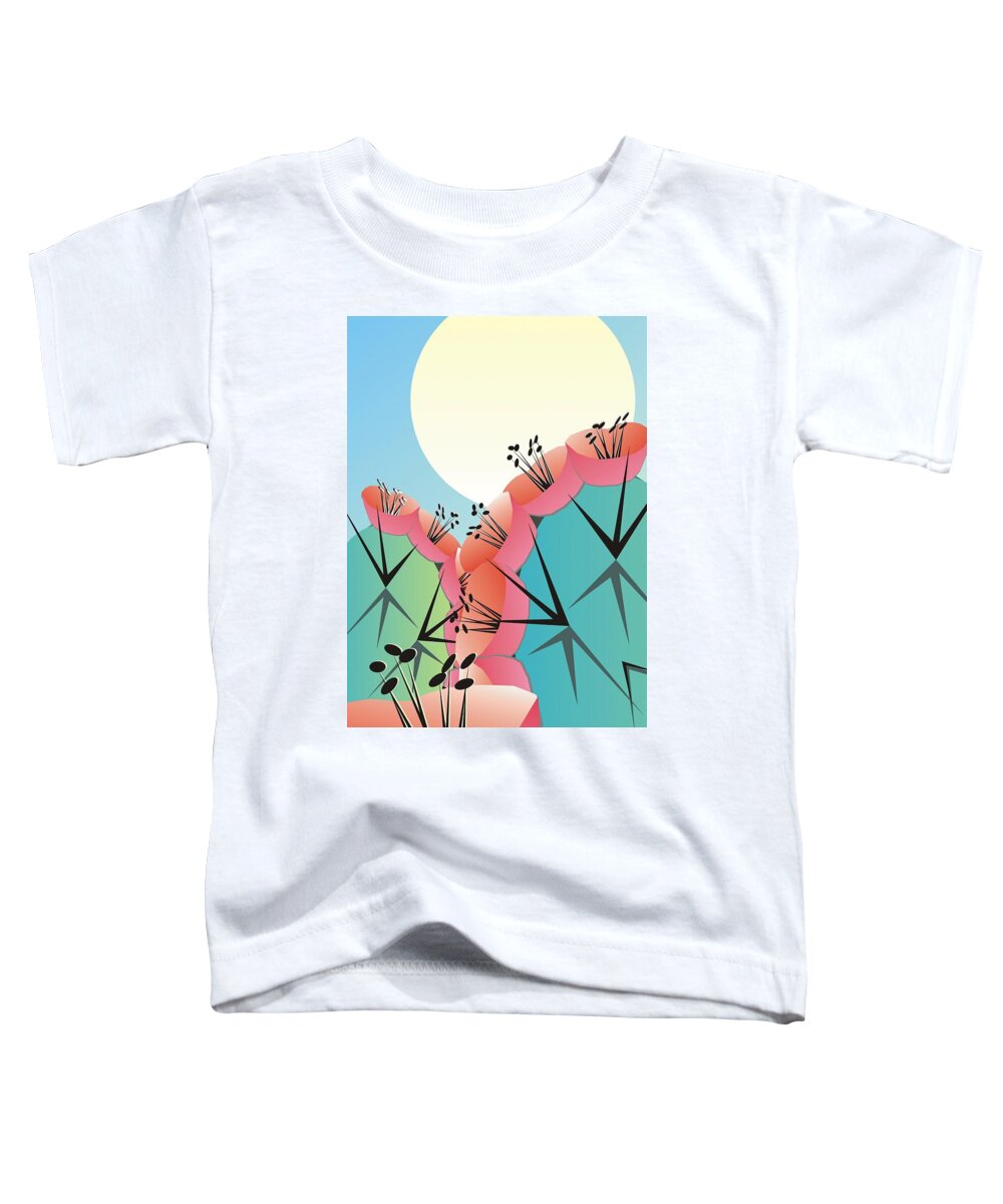 Landscape Toddler T-Shirt featuring the digital art Many Cacti One by Ted Clifton