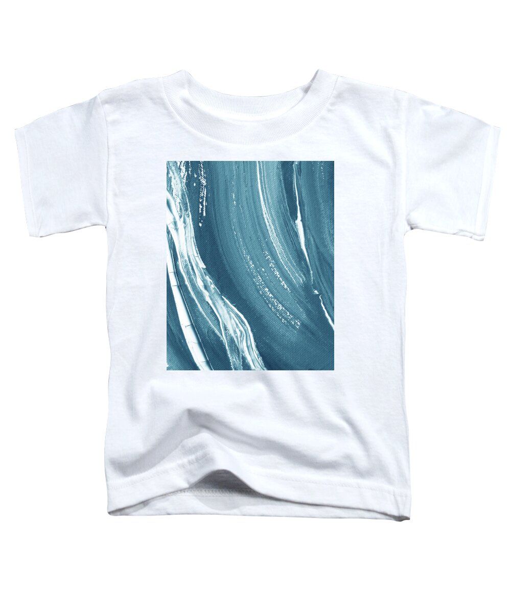 Teal Blue Toddler T-Shirt featuring the painting Meditate On The Wave Peaceful Contemporary Beach Art Sea And Ocean Teal Blue II by Irina Sztukowski