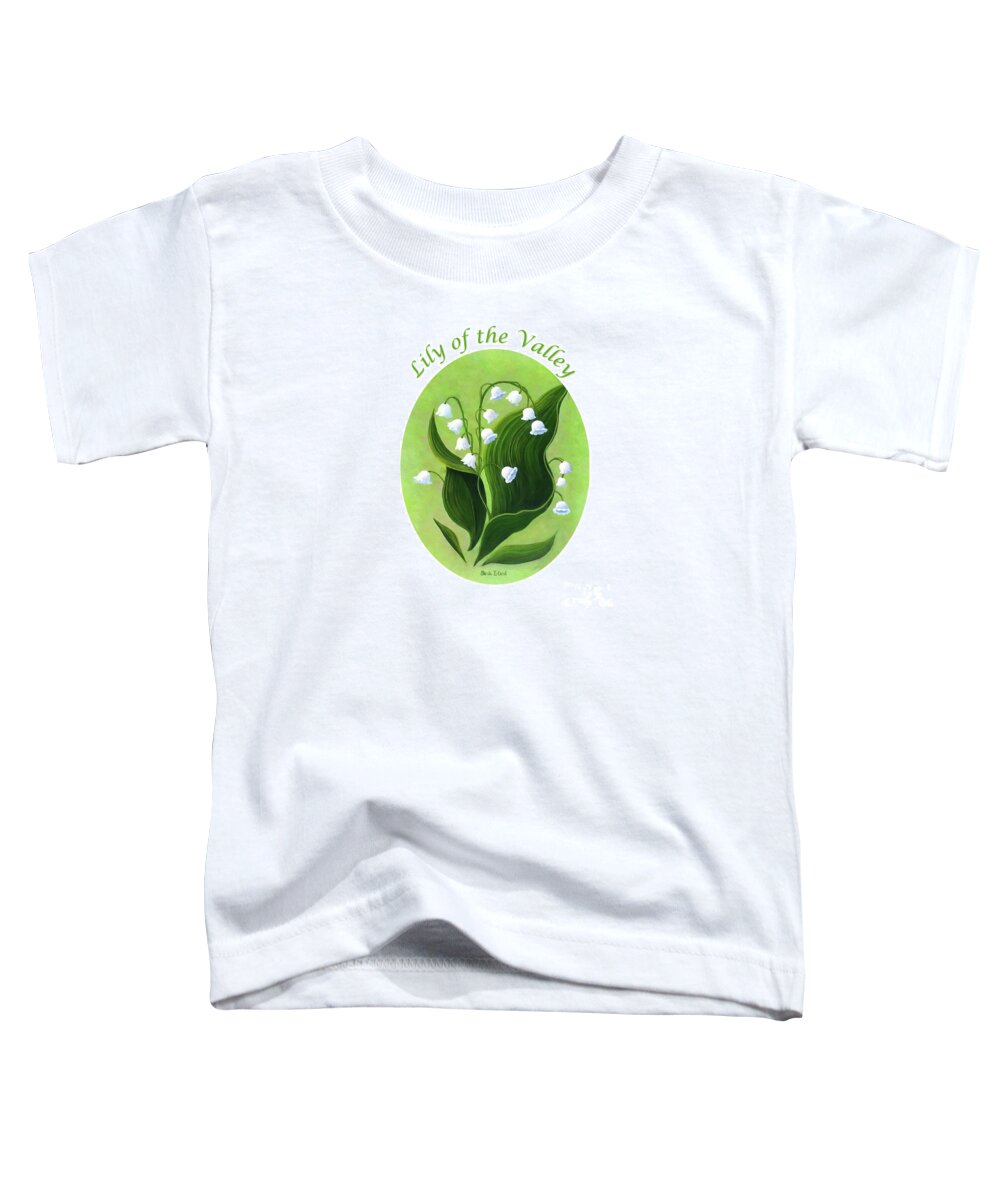 Megan's Toddler T-Shirt featuring the painting Megan's Lily of the Valley Oval by Sarah Irland