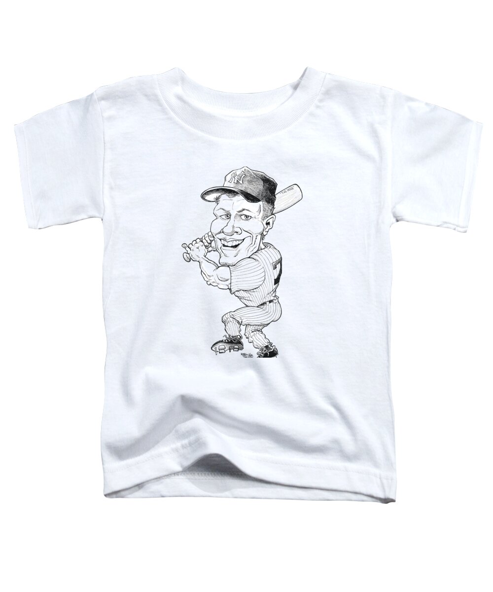 Caricature Toddler T-Shirt featuring the drawing Mickey Mantle by Mike Scott