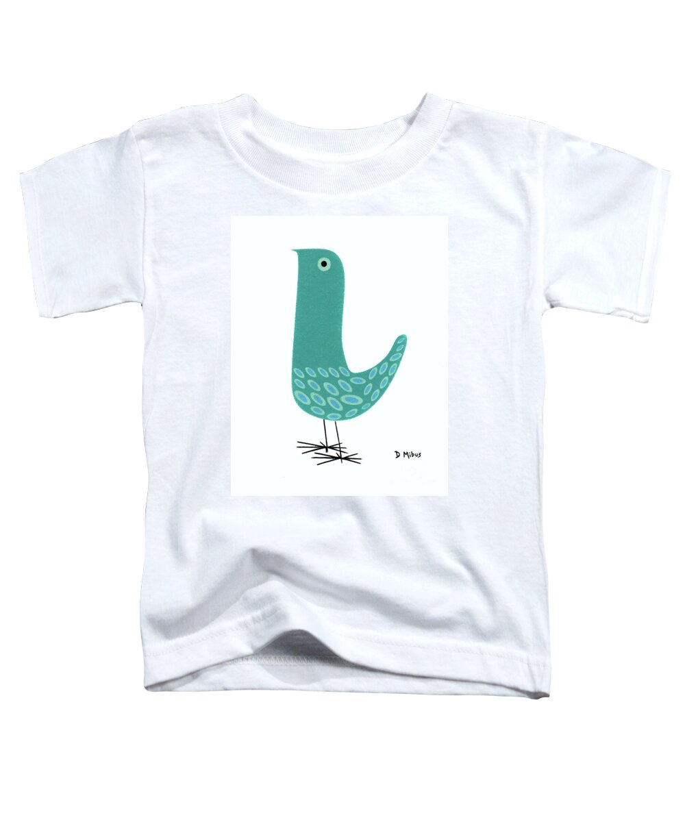 Mid Century Modern Bird Toddler T-Shirt featuring the painting Mid Century Bird Alessandro Pianon Style by Donna Mibus