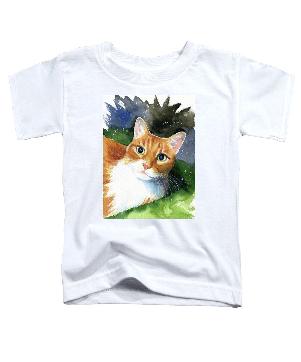 Cats Toddler T-Shirt featuring the painting Milo Ginger Cat Painting by Dora Hathazi Mendes