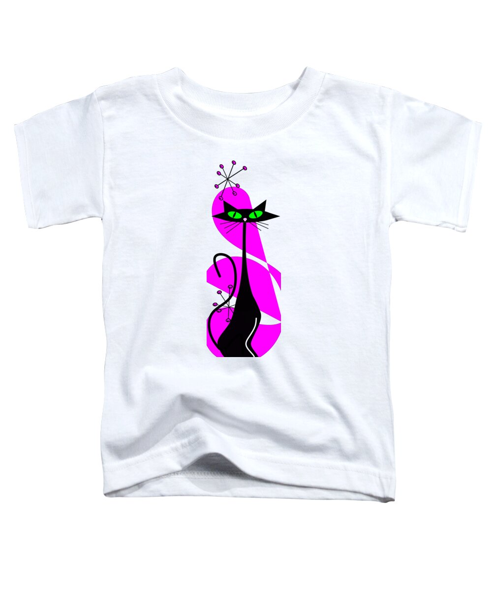 Mid Century Cat Toddler T-Shirt featuring the digital art Mod Cat III by Greg and Linda Halom