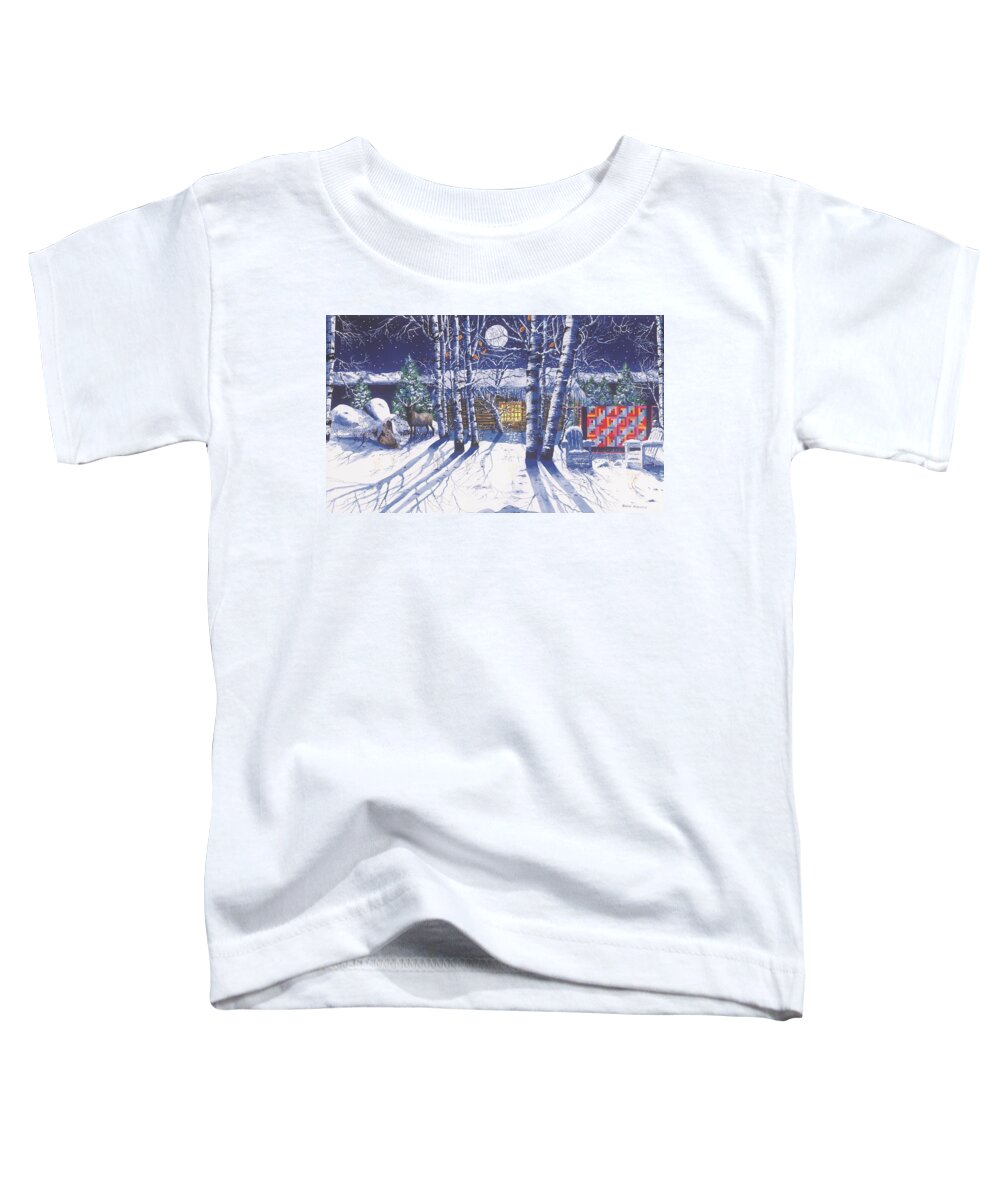 Full Moon Toddler T-Shirt featuring the painting Moonlight by Diane Phalen