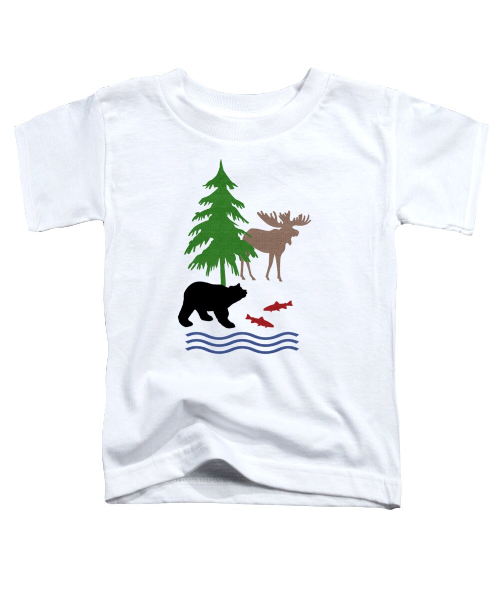 And Bear Toddler T-Shirt featuring the mixed media Moose and Bear Pattern Art by Christina Rollo