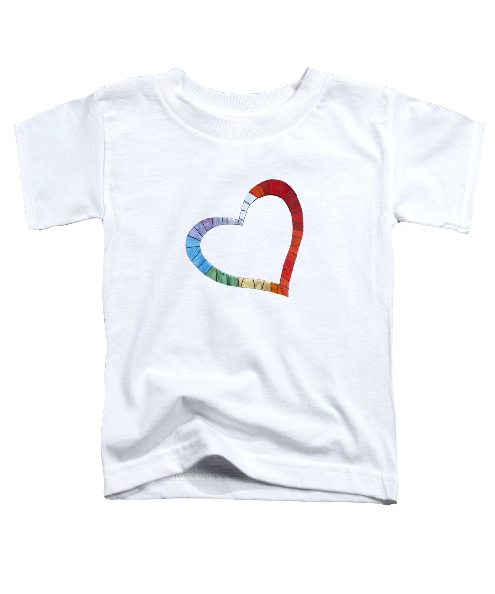Heart Toddler T-Shirt featuring the glass art Mosaic Heart In Rainbow Colors by Adriana Zoon