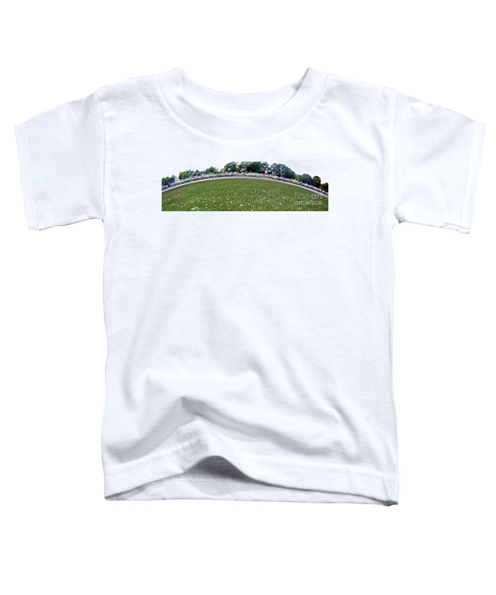 Motorcycle Toddler T-Shirt featuring the photograph Motorcycle Panorama Composite racing corner by Pete Klinger