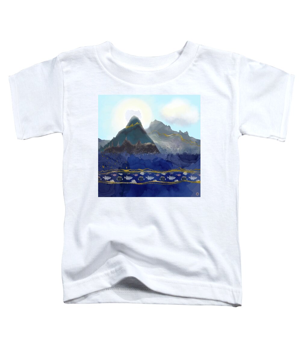 Nature Toddler T-Shirt featuring the digital art Mountains Meet the Ocean by Andreea Dumez