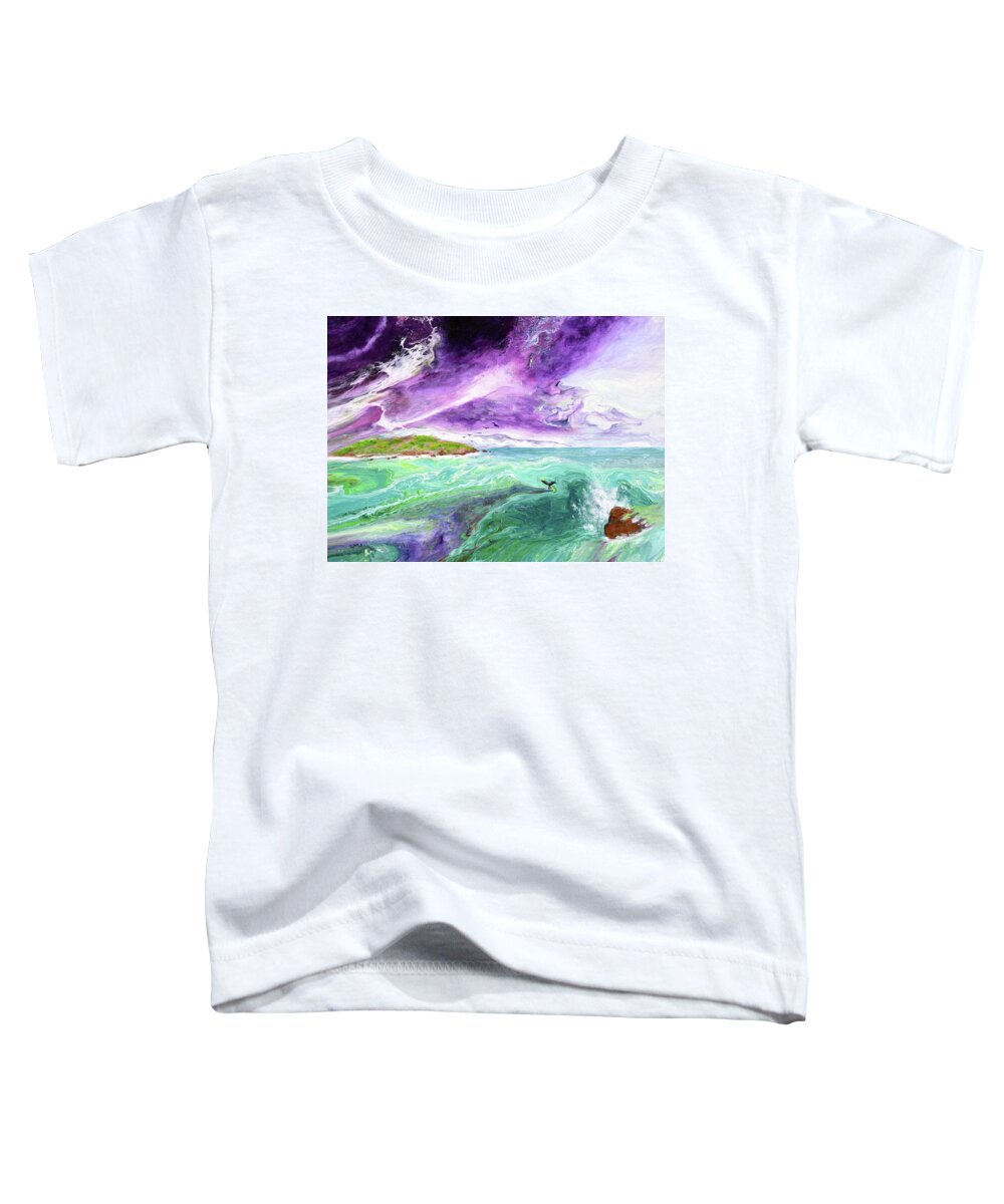 Moody Toddler T-Shirt featuring the painting Mysterious Island by Laura Iverson