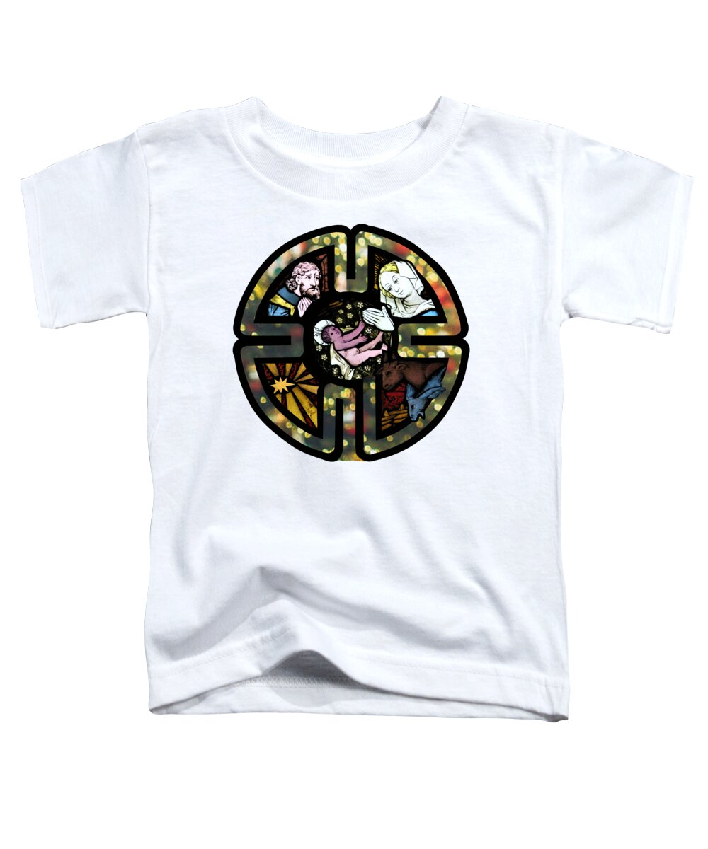 Christmas Toddler T-Shirt featuring the digital art Nativity Cross Labyrinth Christmas Art by Bill Ressl