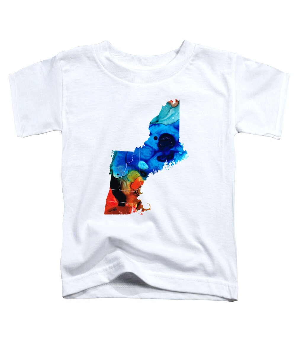 Maps Toddler T-Shirt featuring the painting New England - Map by Sharon Cummings by Sharon Cummings