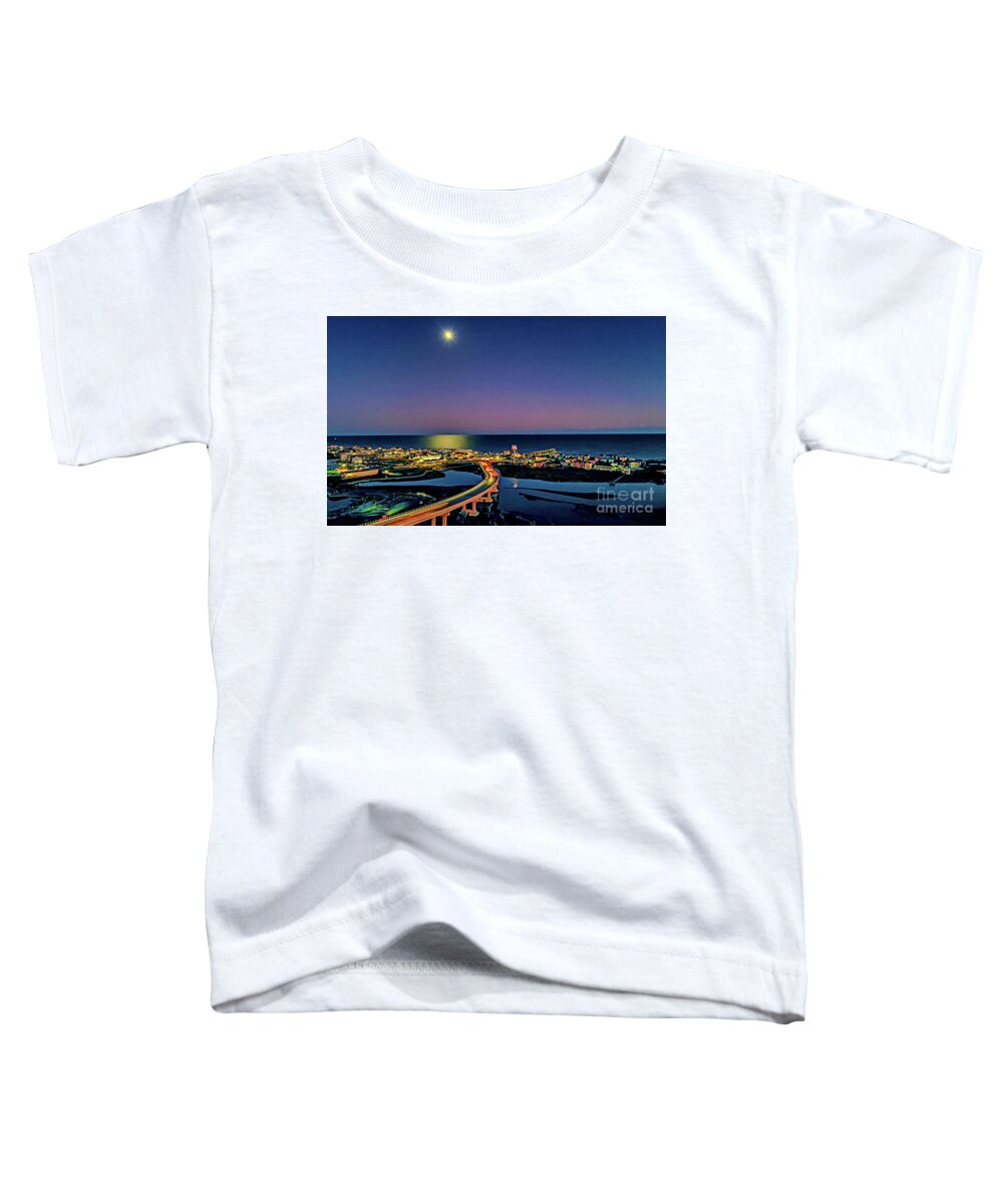 Moon Toddler T-Shirt featuring the photograph Night Moon over Topsail by DJA Images