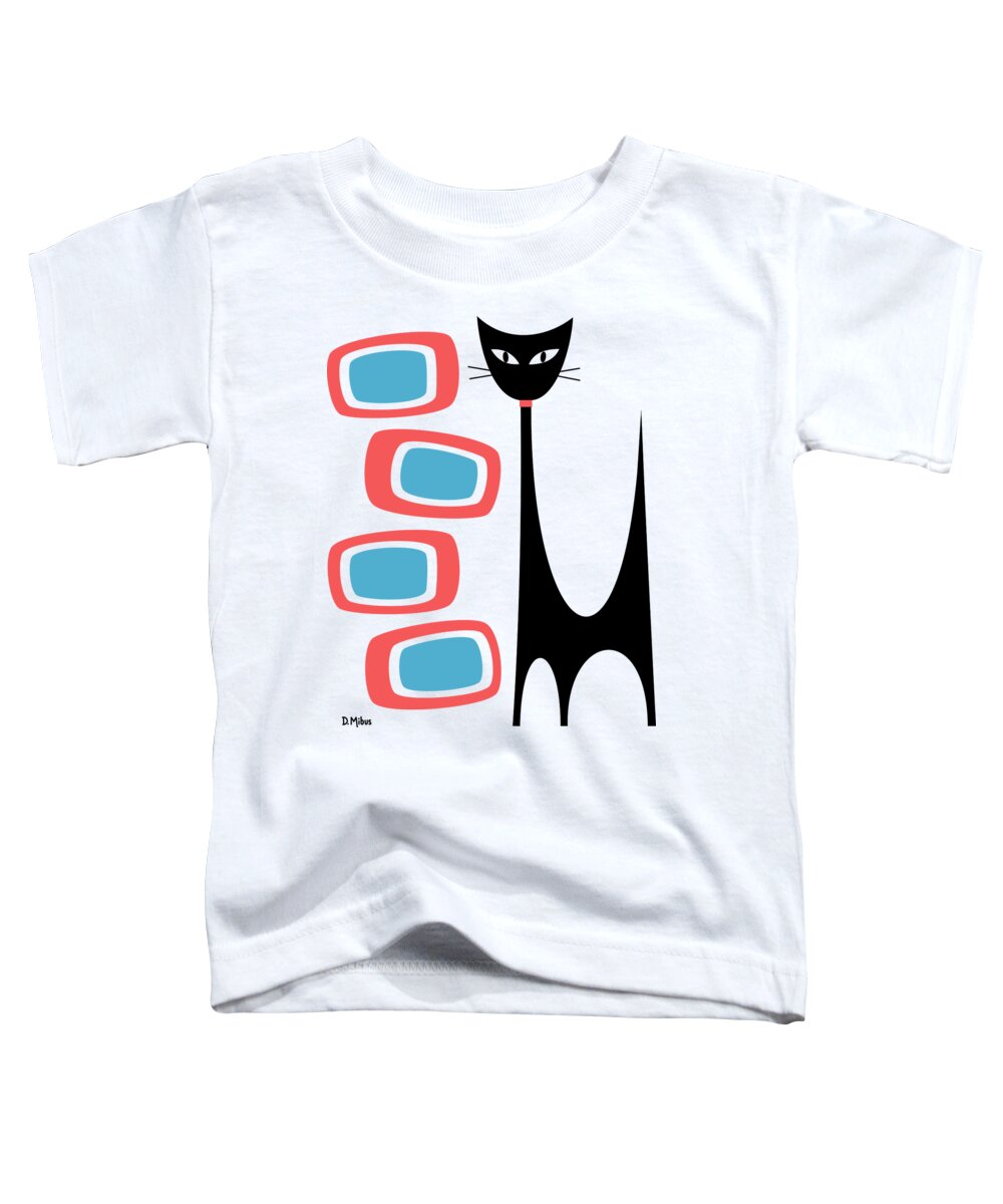 Atomic Toddler T-Shirt featuring the digital art No Background Atomic Cat Blue Pink by Donna Mibus