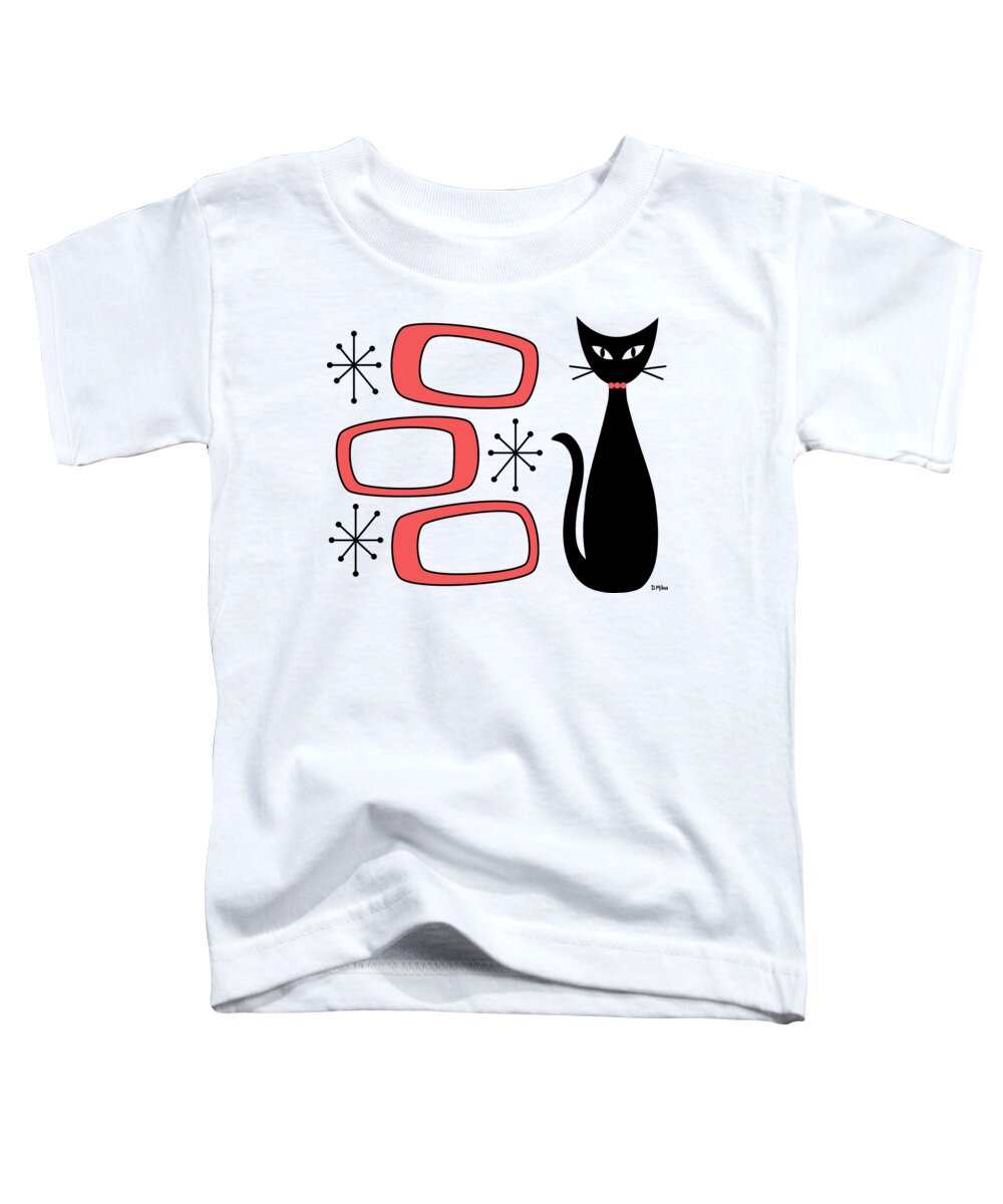Mid Century Modern Toddler T-Shirt featuring the digital art No Background Cat with Oblongs Salmon Pink by Donna Mibus