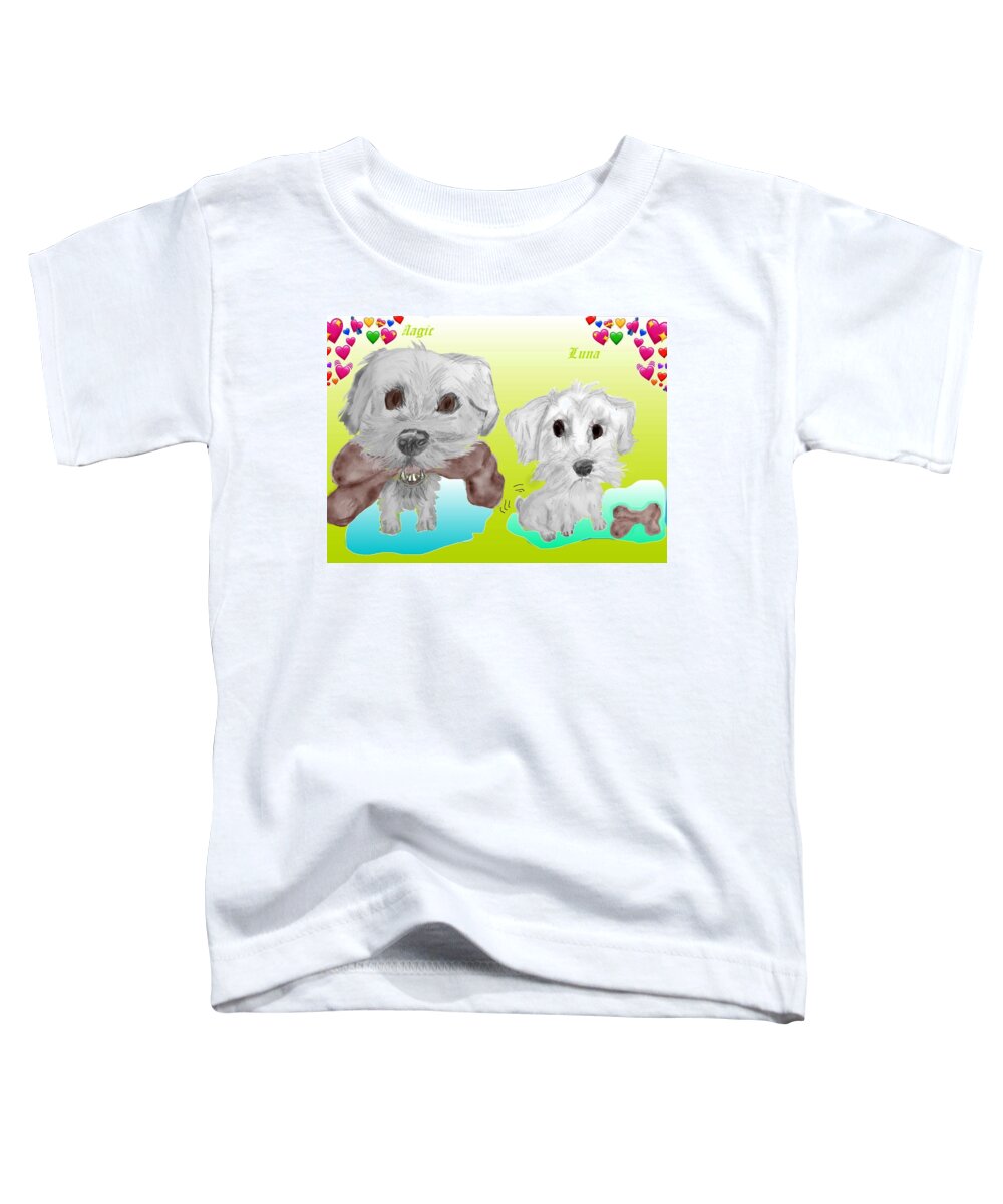 Schnoodle Magic Luna Sketch Digitally Colored Toddler T-Shirt featuring the mixed media No Bones about it by Pamela Calhoun
