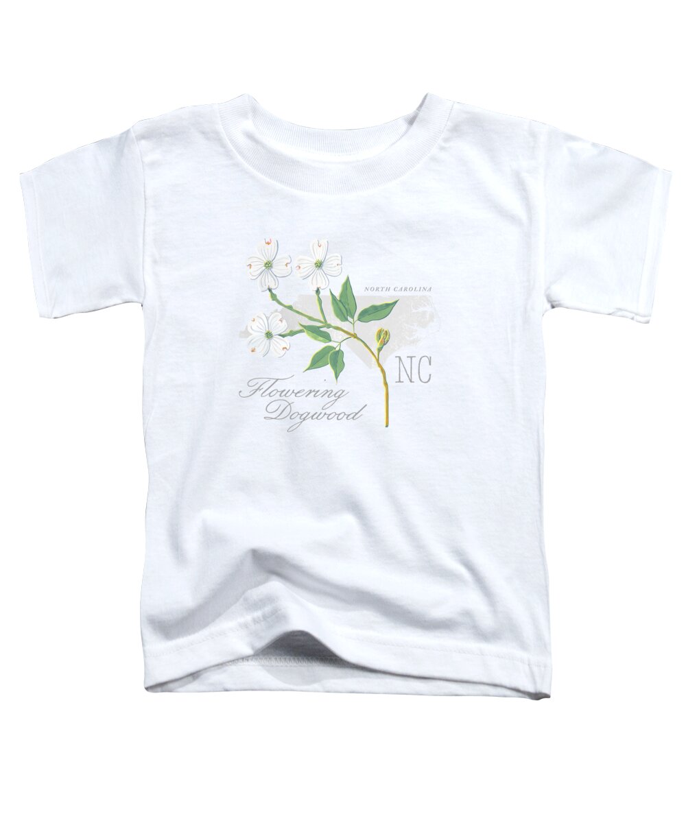 North Carolina Toddler T-Shirt featuring the painting North Carolina State Flower Flowering Dogwood Art by Jen Montgomery by Jen Montgomery