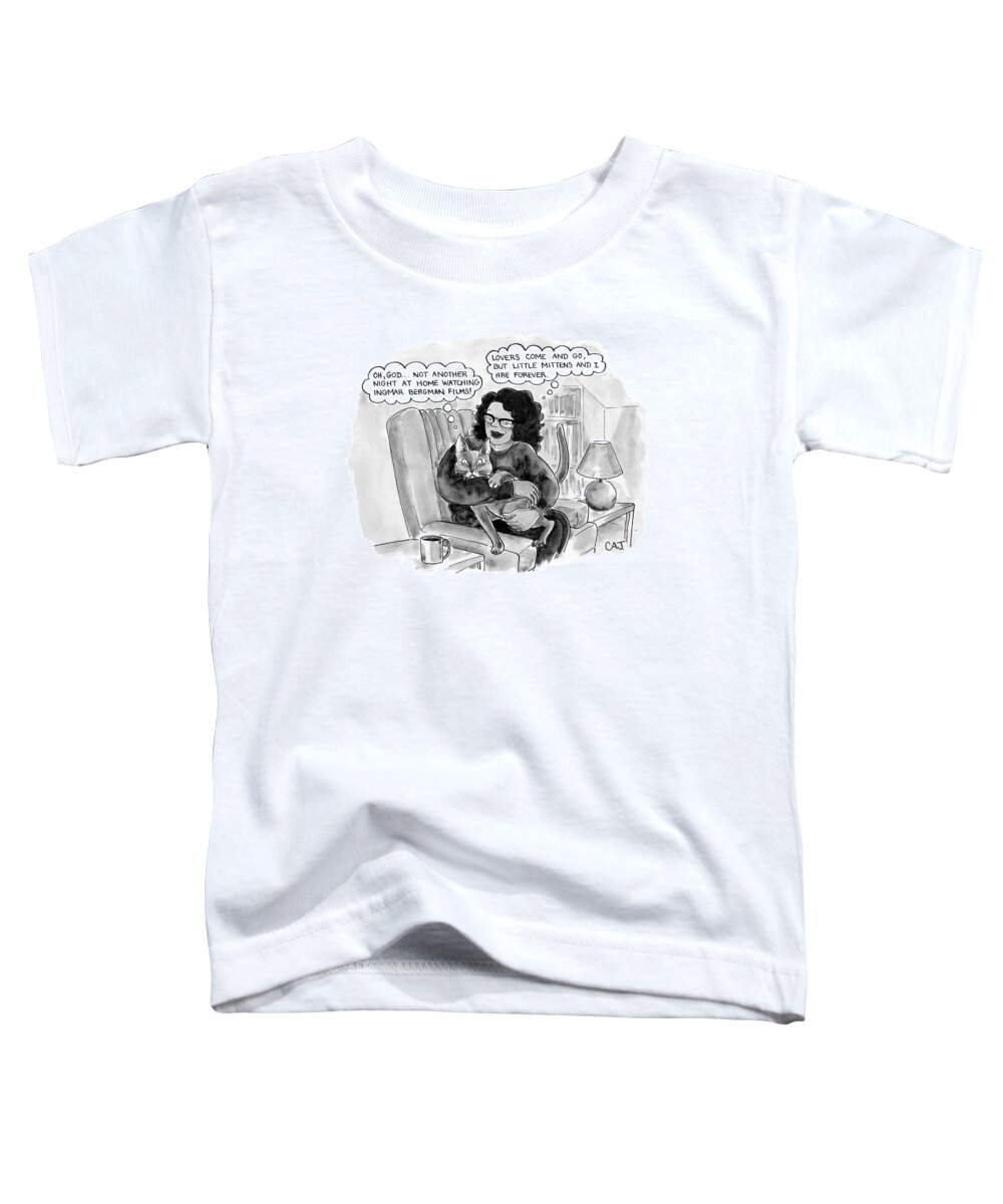 Captionless Toddler T-Shirt featuring the drawing Not Another Night At Home by Carolita Johnson