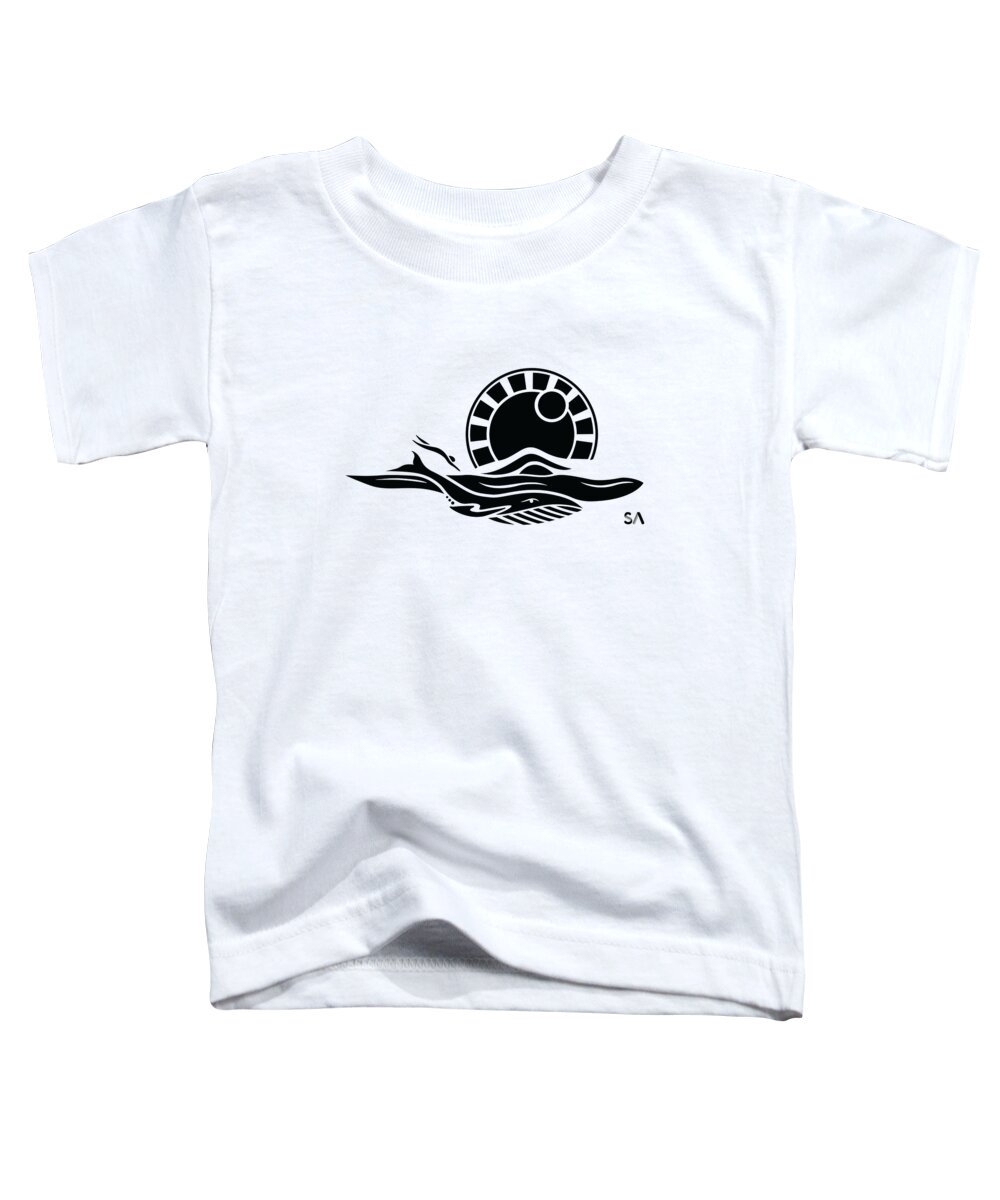 Black And White Toddler T-Shirt featuring the digital art Ocean Swim by Silvio Ary Cavalcante