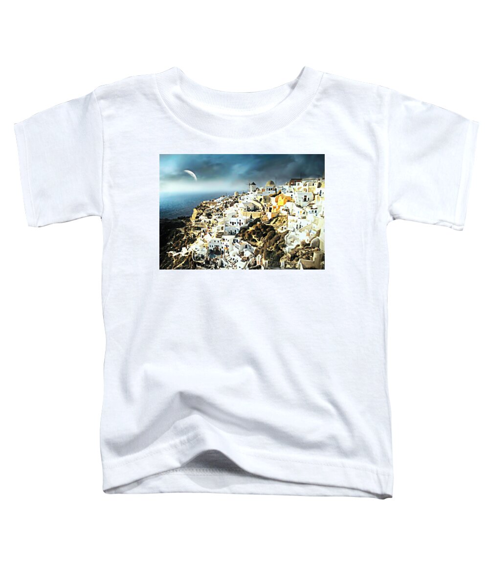 Oia Toddler T-Shirt featuring the photograph Oia at Santorini by Diana Angstadt