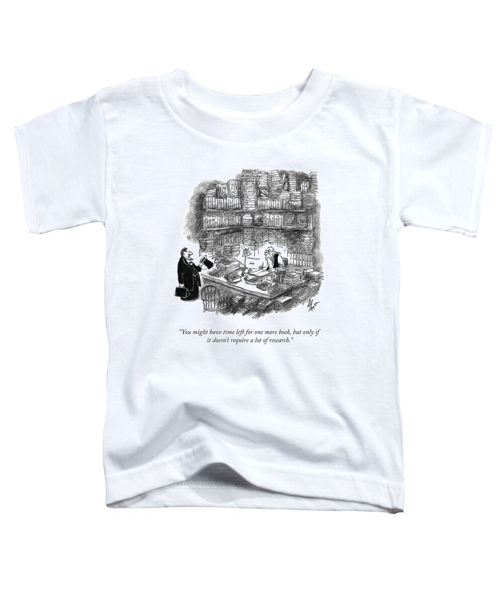 “you Might Have Time Left For One More Book Toddler T-Shirt featuring the drawing One More Book by Frank Cotham