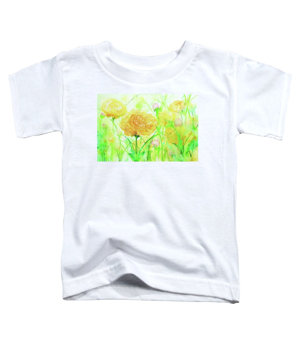 Ranunculus Toddler T-Shirt featuring the painting Orange Ranunculus by Ashleigh Dyan Bayer