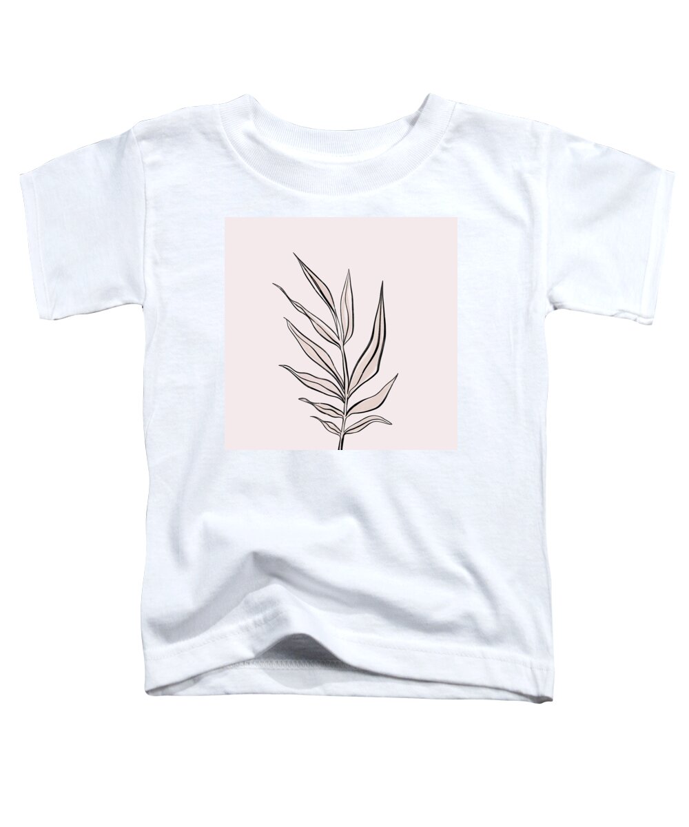 Palm Toddler T-Shirt featuring the digital art Palm Frond in Beige - Minimal Abstract Leaf Study 3 by Studio Grafiikka