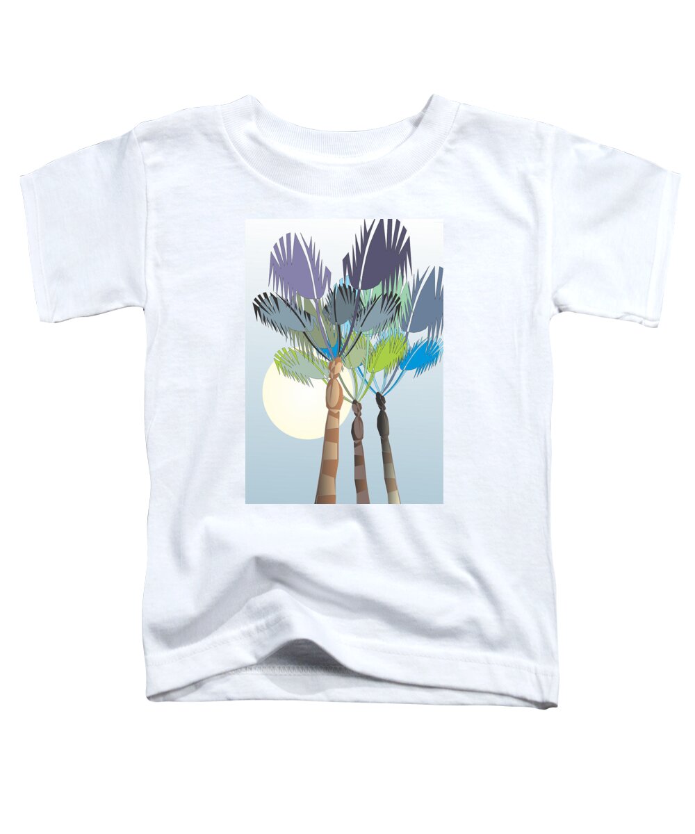 Palm Tree Toddler T-Shirt featuring the digital art Palm Tree Blue by Ted Clifton