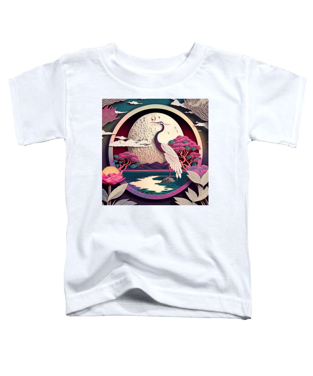 Heron V Toddler T-Shirt featuring the mixed media Paper Craft, Quilling, Digital Art by Jay Schankman