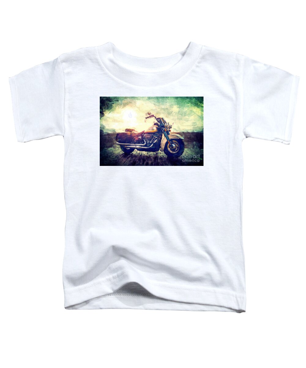 Motorcycle Toddler T-Shirt featuring the digital art Parked Motorcycle by Phil Perkins