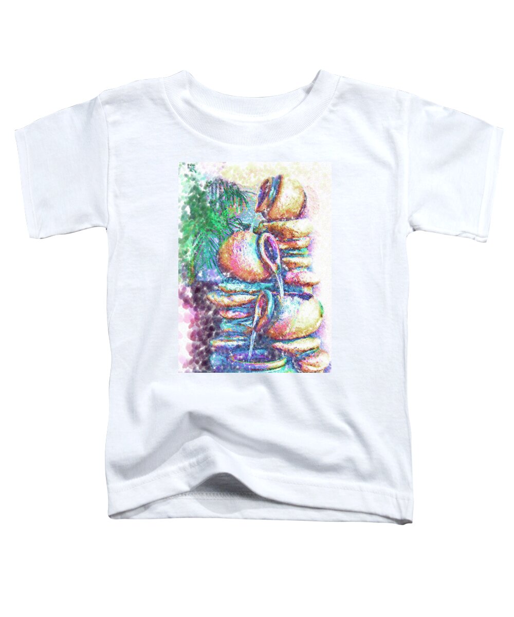 Fountain Toddler T-Shirt featuring the digital art Patio Fountain by Kirt Tisdale