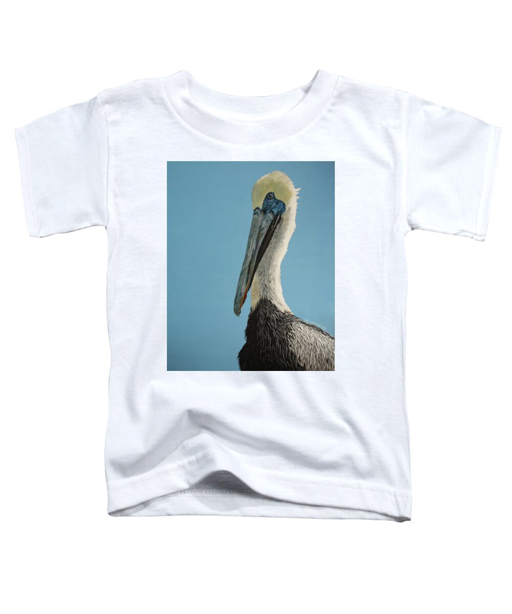 Pelican Toddler T-Shirt featuring the painting Pelicanus Magnificus by Heather E Harman