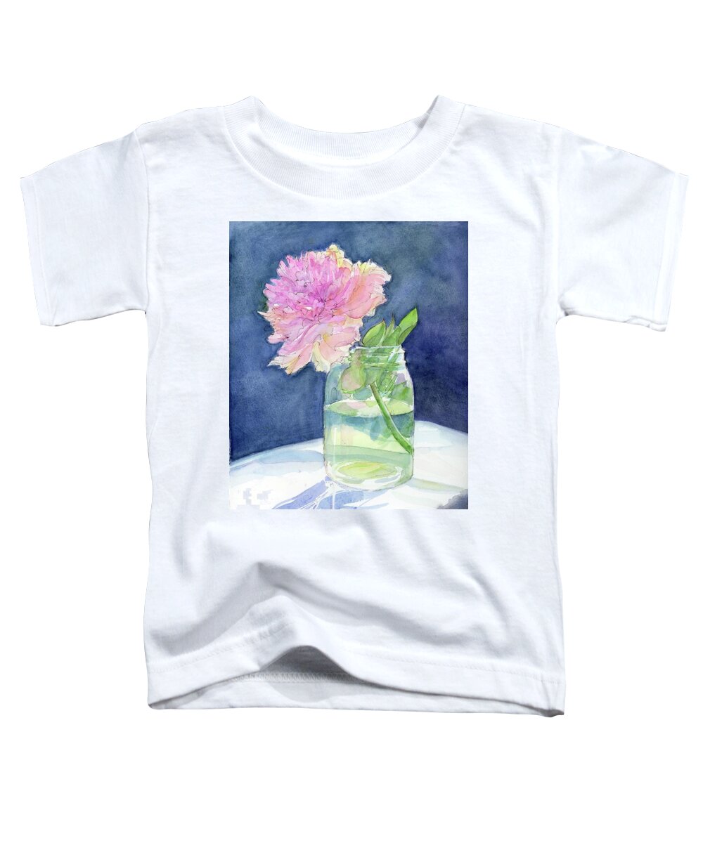 Watercolor Paintings Toddler T-Shirt featuring the painting Peony in a jar by Rebecca Matthews