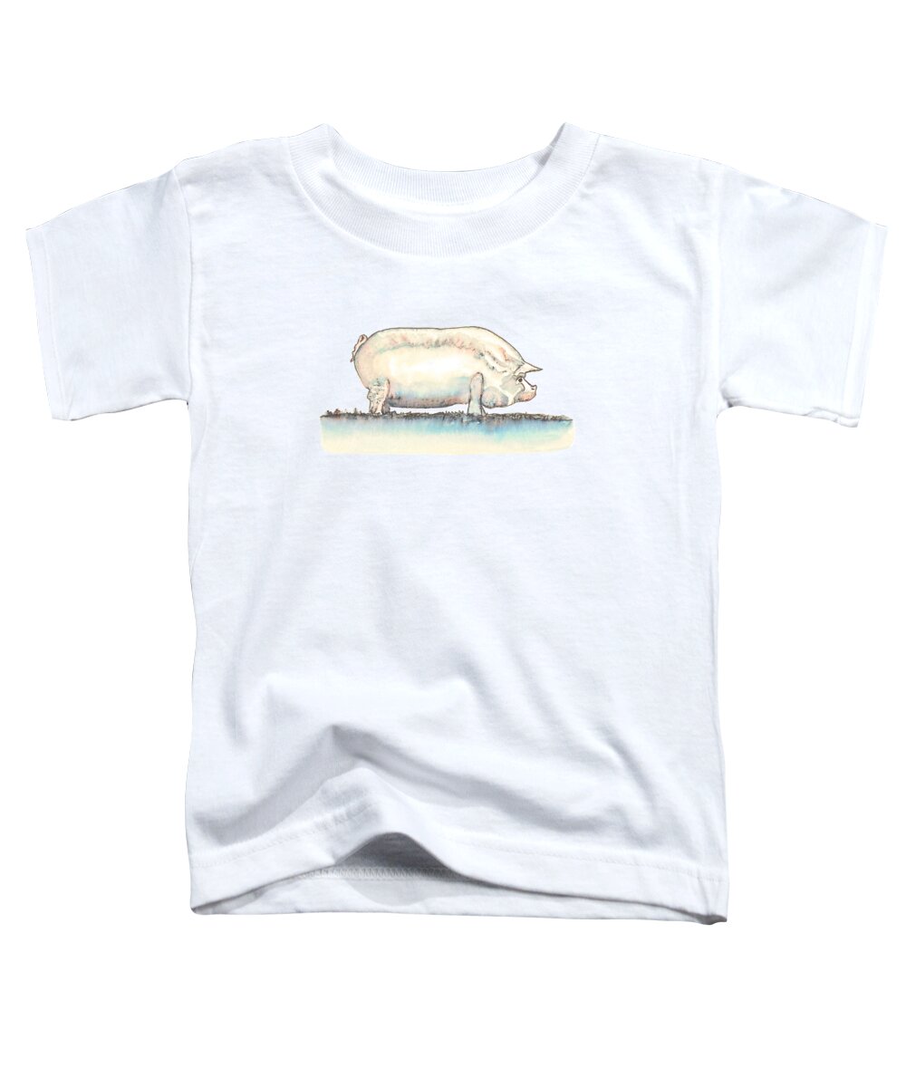 Pig Toddler T-Shirt featuring the painting Barnyard Pig by Deborah League