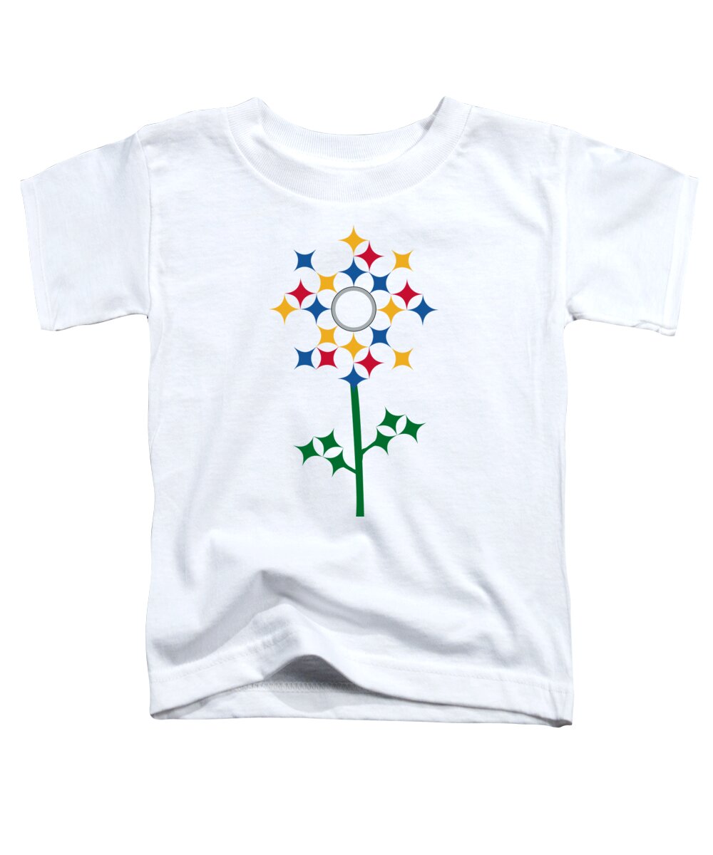 Nfl Toddler T-Shirt featuring the digital art Pittsburg Steelers - NFL Football Team Logo Flower Art by Steven Shaver