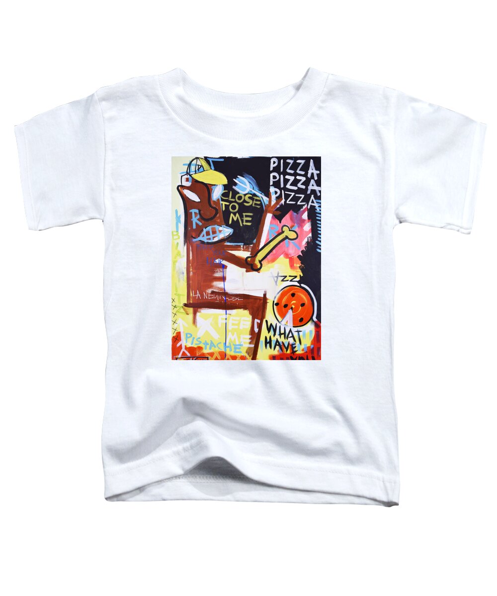 Pistache Artists Toddler T-Shirt featuring the painting Pizza Alchemy by Pistache Artists