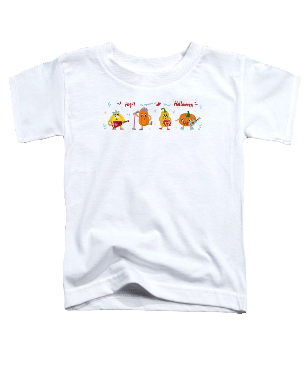 Music Toddler T-Shirt featuring the drawing Pumpkins Band by Min Fen Zhu